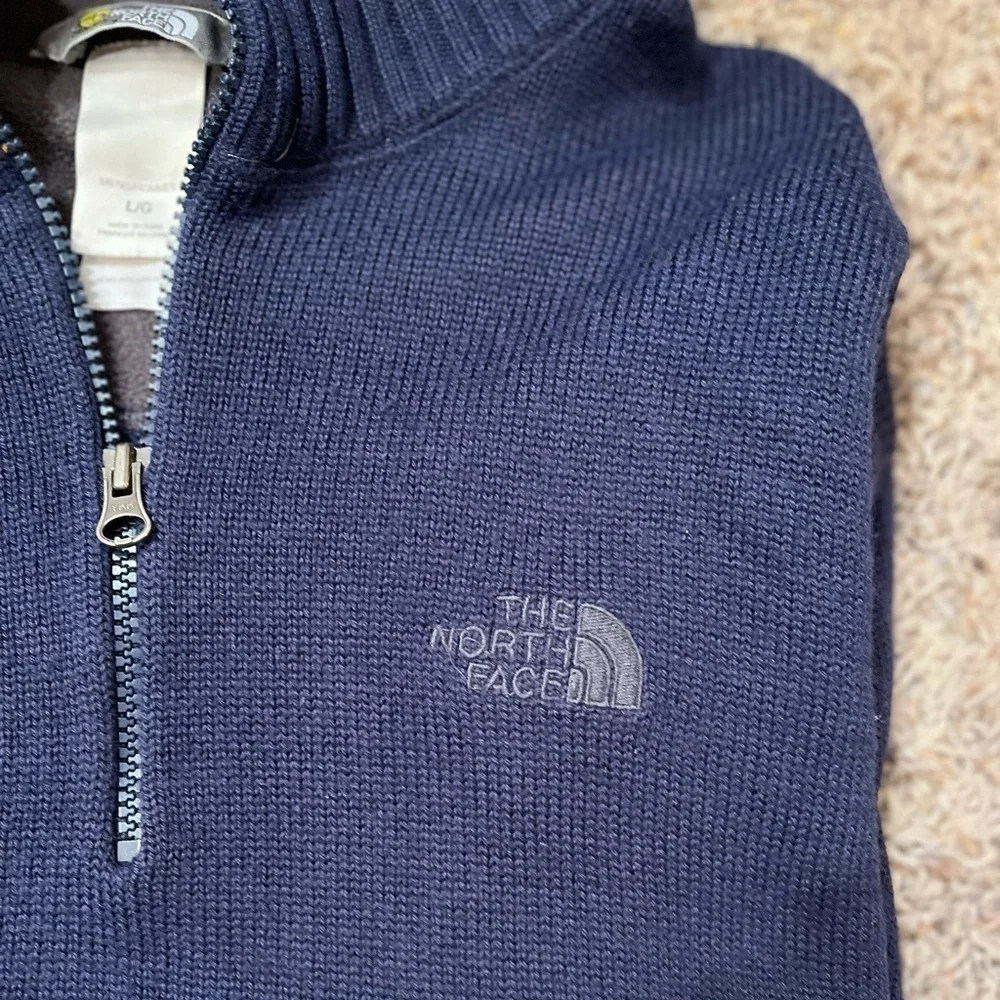 The North Face Navy 1/4 Zip Pullover Sweater Sz L NWOT